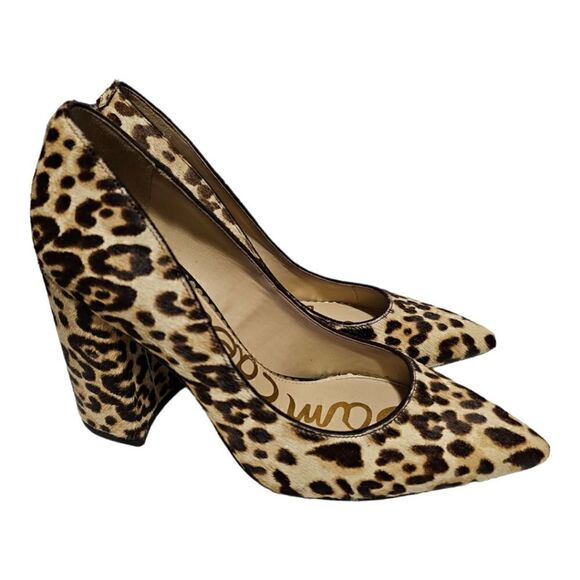 SAM EDELMAN Fur Leopard Print Halston Pumps - Size 6 1/2 - Picture 1 of 8